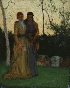 George Inness Two Sisters in the Garden USA oil painting artist